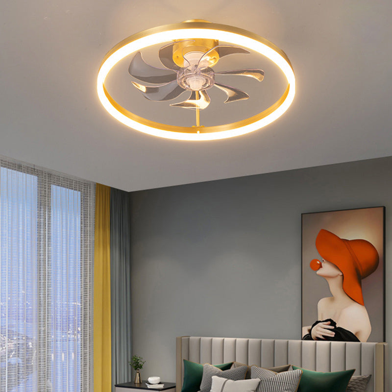 LED Deckenventilator mit Beleuchtung Rund Gold Modern Metall 7-Flügel
