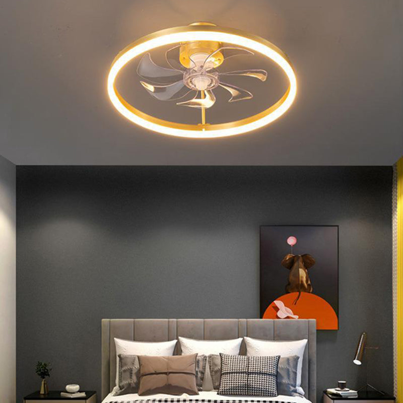 LED Deckenventilator mit Beleuchtung Rund Gold Modern Metall 7-Flügel