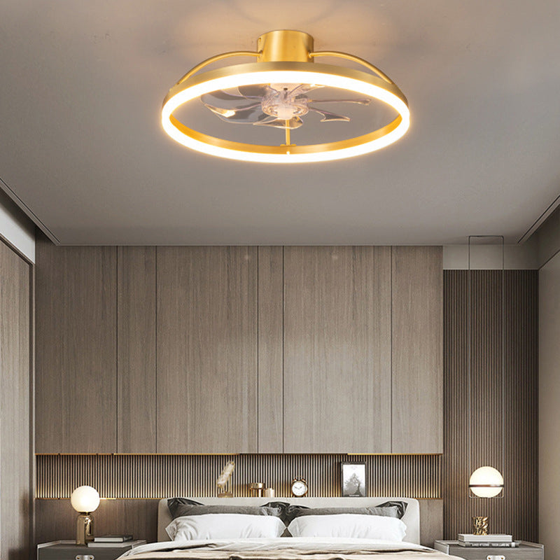 LED Deckenventilator mit Beleuchtung Rund Gold Modern Metall 7-Flügel
