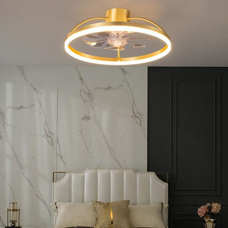 LED Deckenventilator mit Beleuchtung Rund Gold Modern Metall 7-Flügel