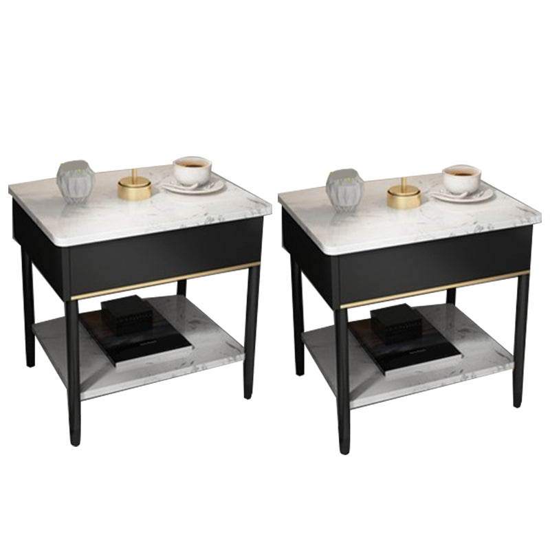 19.69" Tall 1-shelf Bedside Cabinet Stone Night Table with Legs