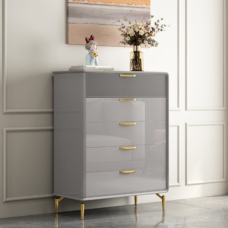 Bedroom Glam Storage Chest Stone 16"Wide Chest in Gray with Drawers