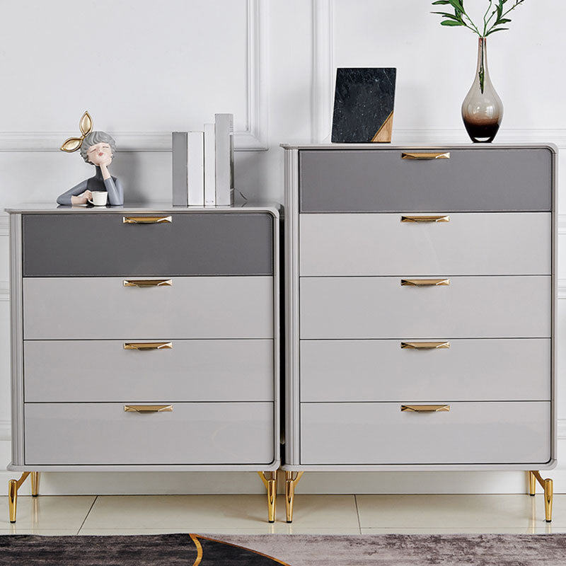 Bedroom Glam Storage Chest Stone 16"Wide Chest in Gray with Drawers