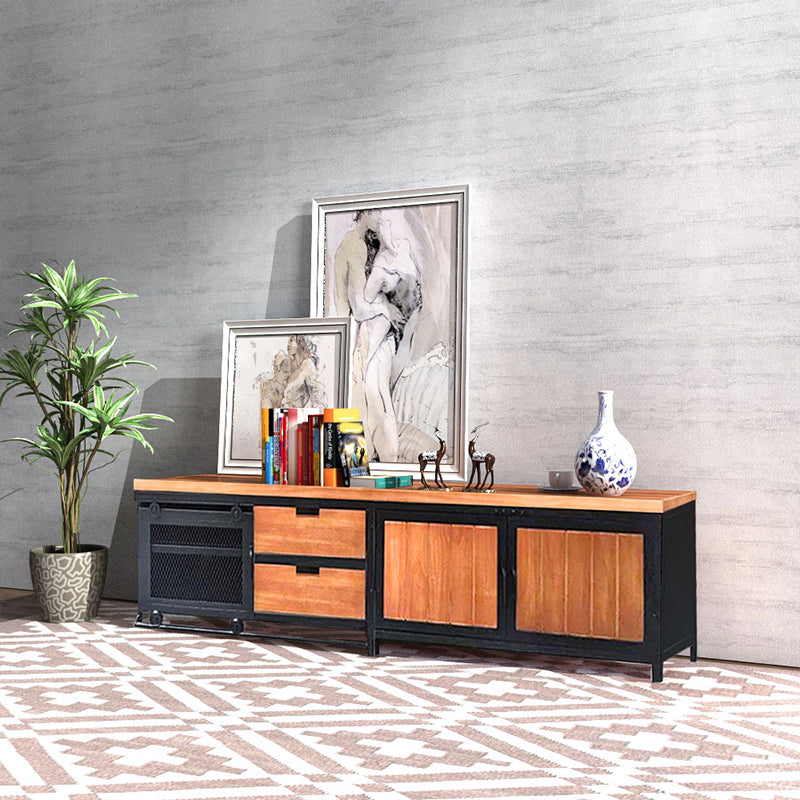 Wooden and Metal TV Cabinet Industrial Style Retro Home TV Stand Console