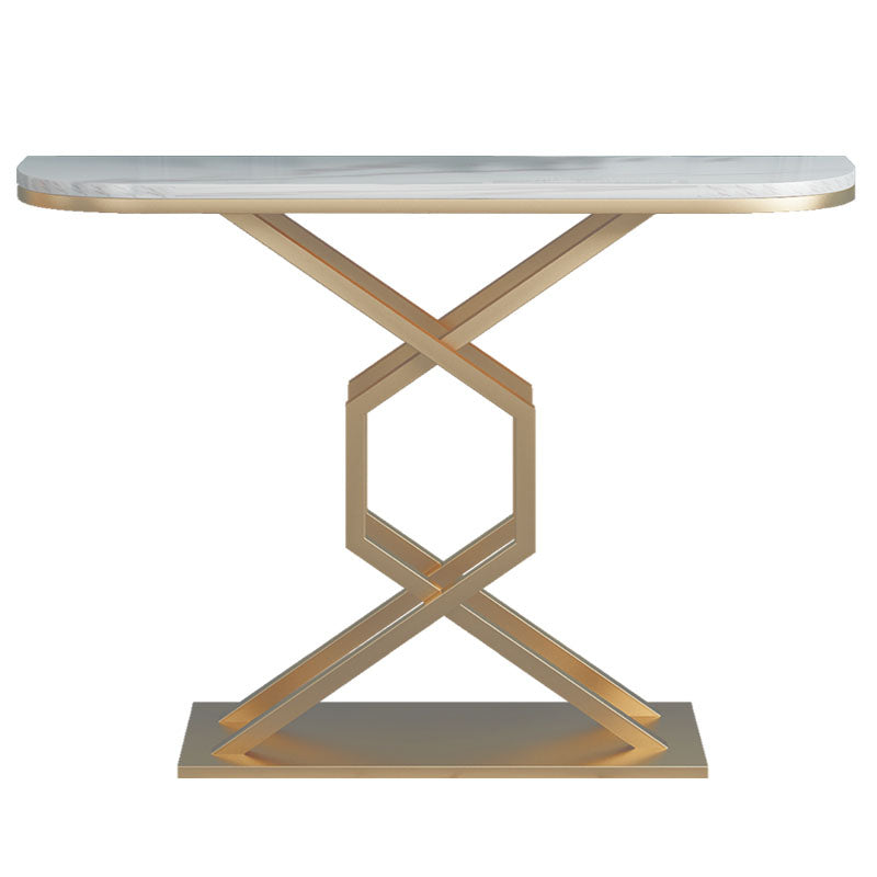 Glam Marble Console Table Half Moon Stain Resistant 12" W Accent Table for Hall