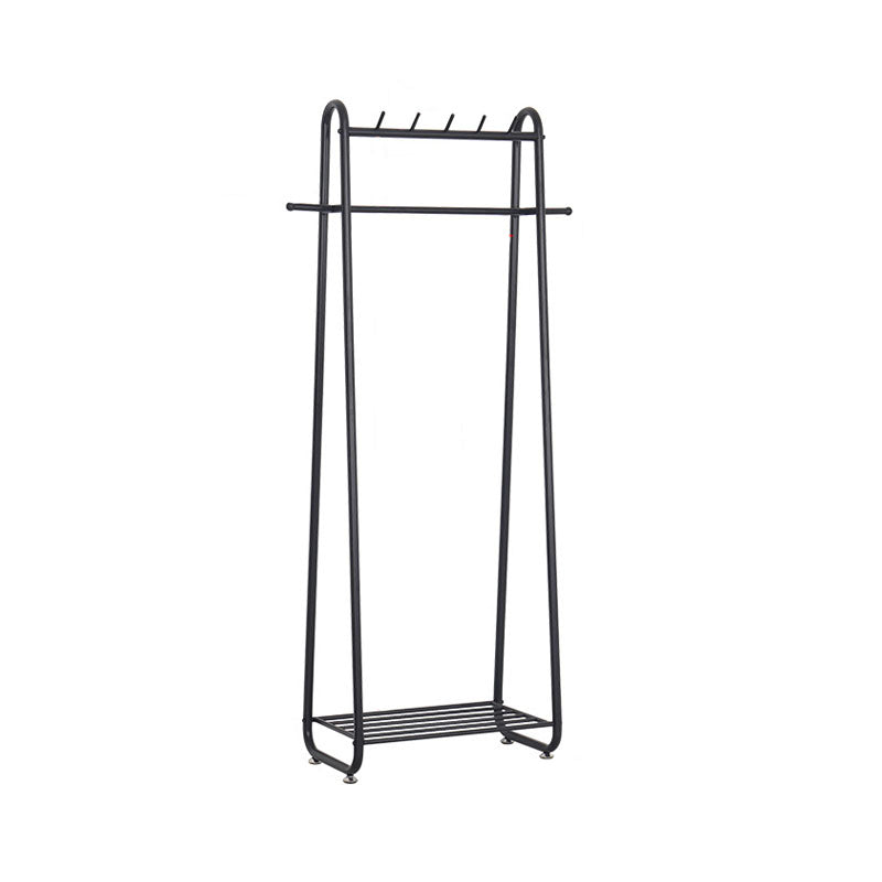 Modern Entryway Kit Metal Framed Hanging Rails and 5 Hooks with Lower Shelf Coat Hanger