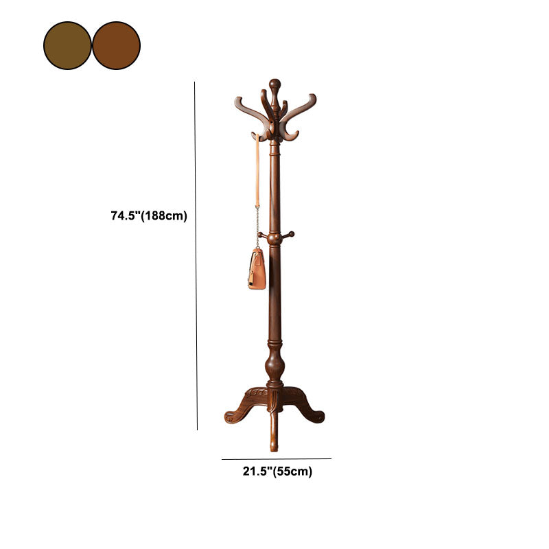 Traditional Hall Tree Solid Wood Free Standing with Hooks Entryway Kit