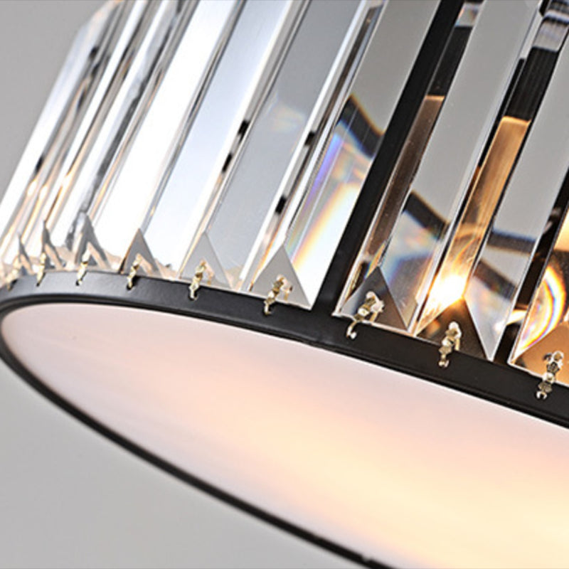 Modernism Crystal Flush Mount Drum Shade Ceiling Light Fixture for Bedroom