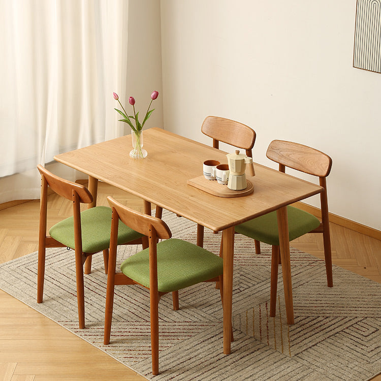 Mid-Century Modern Dining Table Rectangle Solid Wood Dining Table with 4 Legs