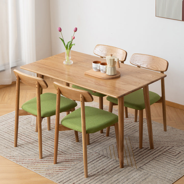 Mid-Century Modern Dining Table Rectangle Solid Wood Dining Table with 4 Legs