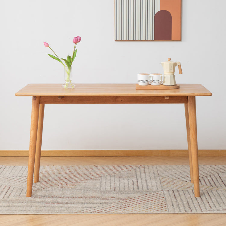 Mid-Century Modern Dining Table Rectangle Solid Wood Dining Table with 4 Legs