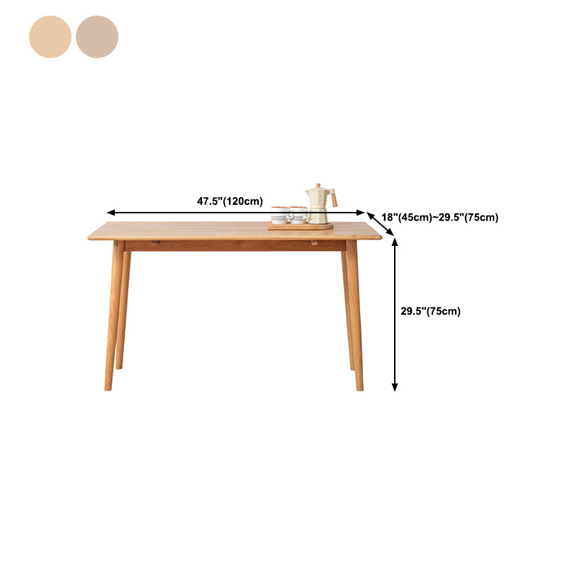 Mid-Century Modern Dining Table Rectangle Solid Wood Dining Table with 4 Legs