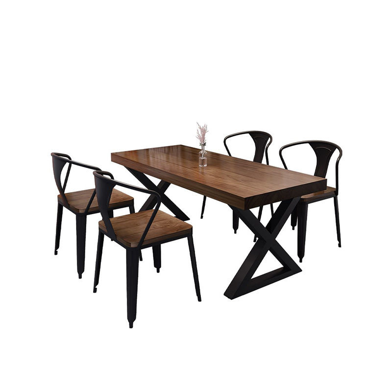 Rectangle Dining Table Industrial Dining Table with Iron Base