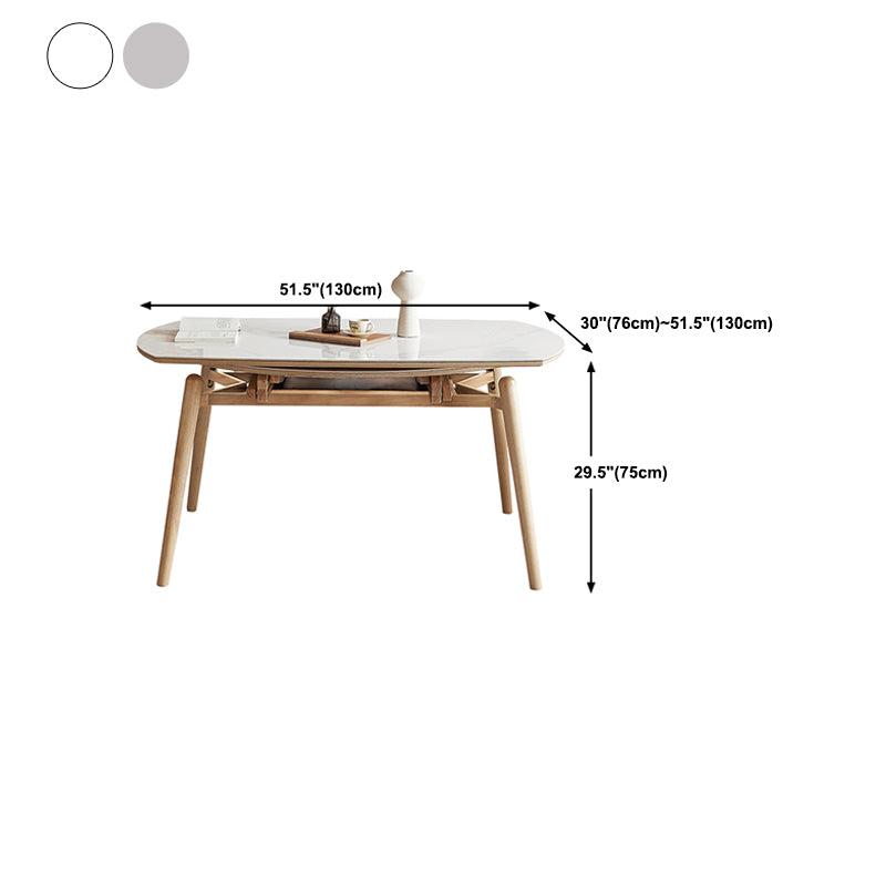 Round Sintered Stone Dining Table Modern Extendable Furniture with 4 Legs for Home