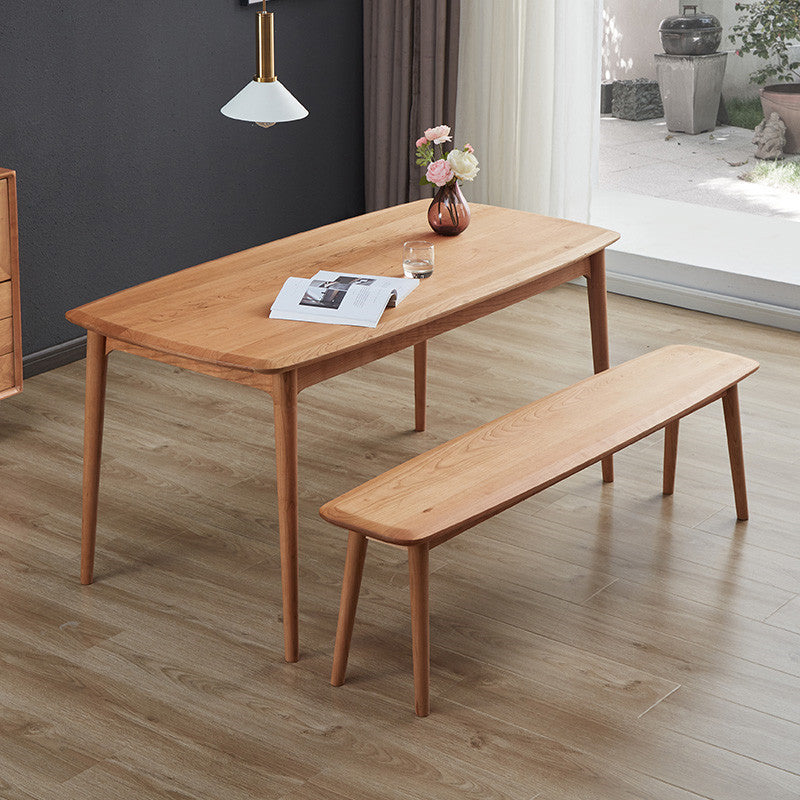 Rectangular Solid Wood Dining Table Modern Natural or Brown Furniture with 4 Legs for Home