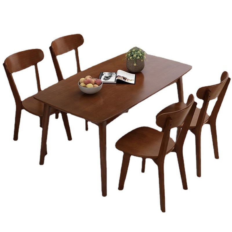 Rectangular Solid Wood Dining Table Modern Furniture with 4 Legs for Home Use