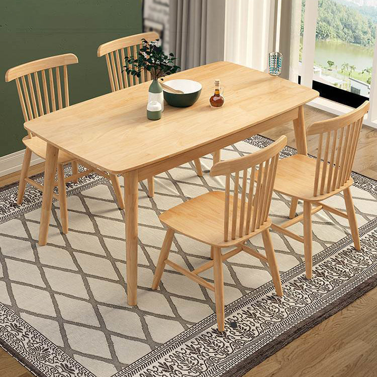 Rectangular Solid Wood Dining Table Modern Furniture with 4 Legs for Home Use