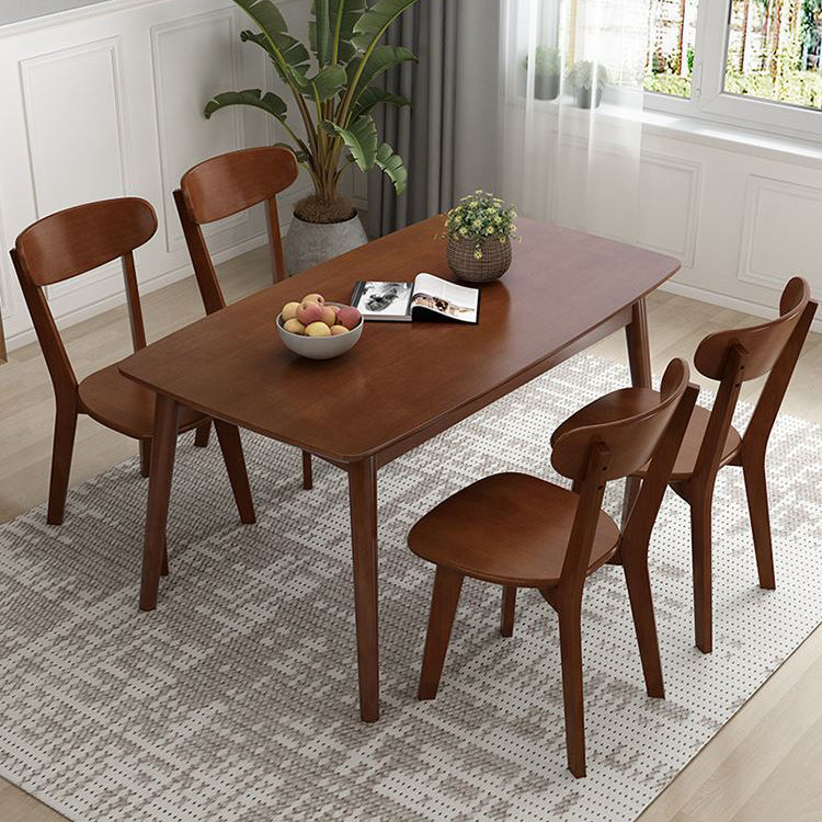 Rectangular Solid Wood Dining Table Modern Furniture with 4 Legs for Home Use