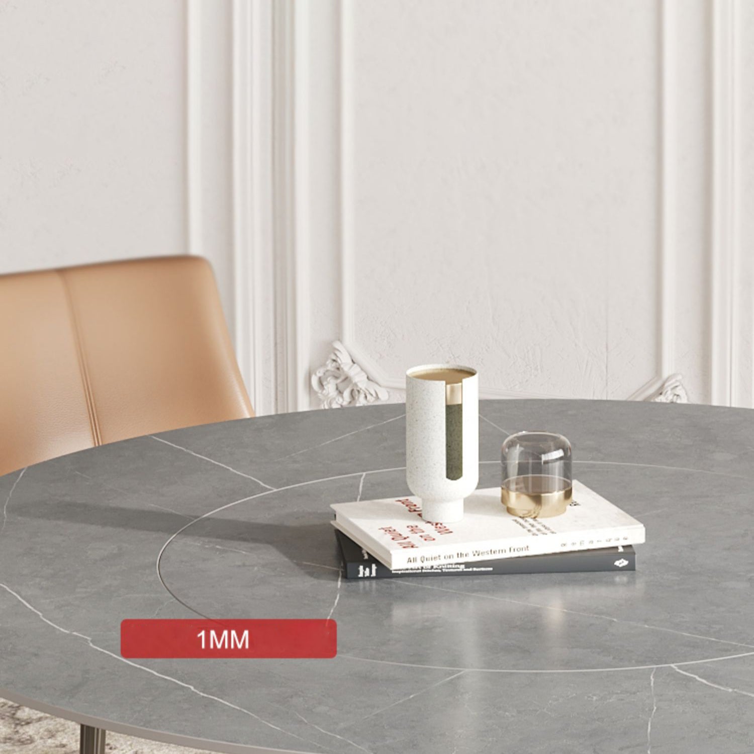 Grey Round Dining Table Stone Top Dining Table with Pedestal