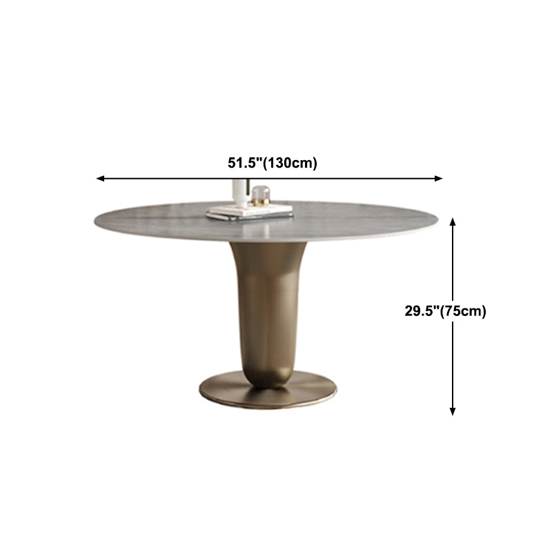 Grey Round Dining Table Stone Top Dining Table with Pedestal