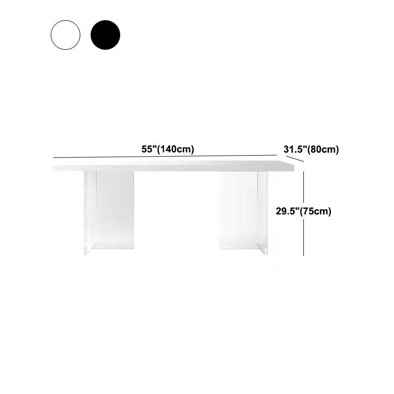 Rectangle Dining Table Stone Dining Table with Acrylic Double Pedestal