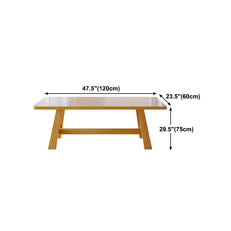 Pine Solid Wood Dining Table Trestle Base Dining Table in Natural