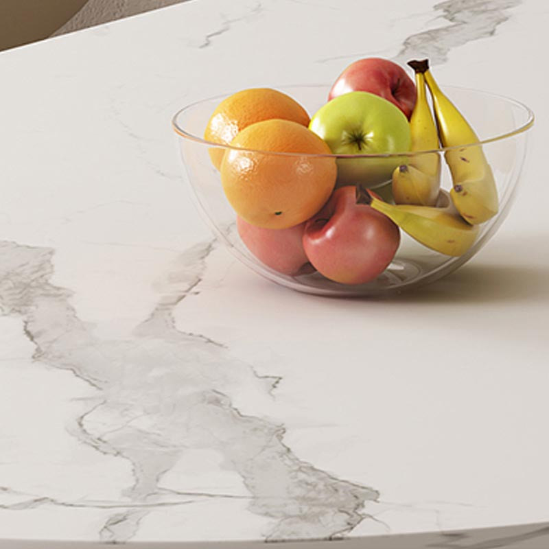 Freeform Sintered Stone Dining Table White or Black Tripod Solid Wood Base Furniture