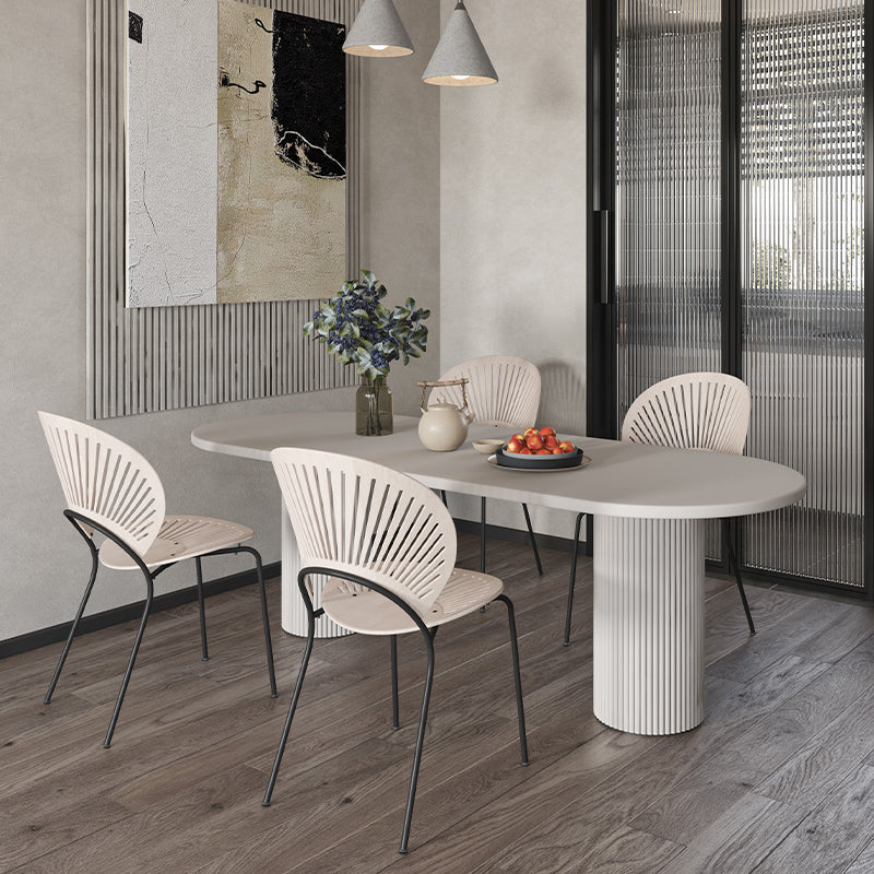 Stone Top Dining Table Modern Double Pedestal Dining Table for Kitchen