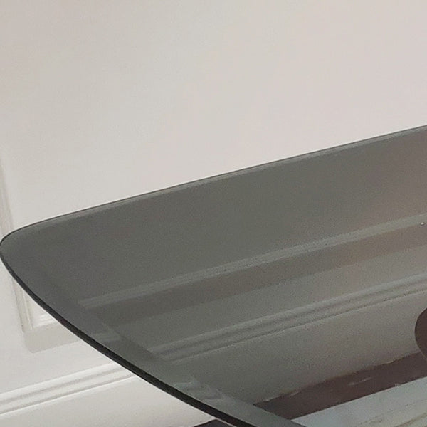 Glass Top Dining Table Rectangle Dining Table with Stainless Steel Base