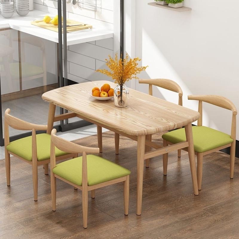 Rectangular Wood Dining Table Modern Furniture with 4 Legs for Home