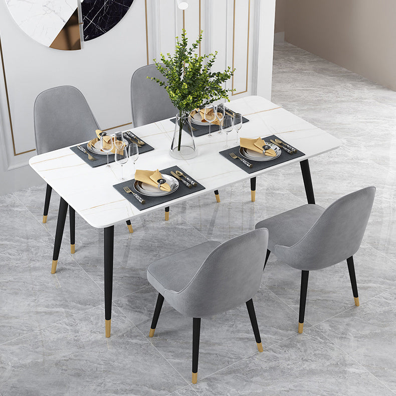 Stone Dining Table Contemporary Rectangle Dining Table with 4 Legs