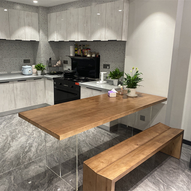 Wood Dining Table Contemporary Dining Table with Double Pedestal Base