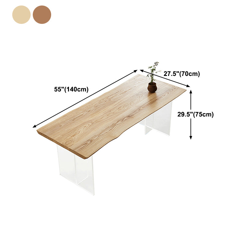 Wood Dining Table Contemporary Dining Table with Double Pedestal Base