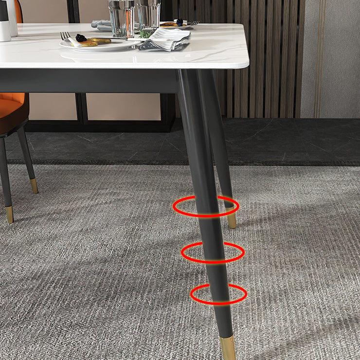 Stone Top Table Contemporary Dining Table with 4 Legs in Black
