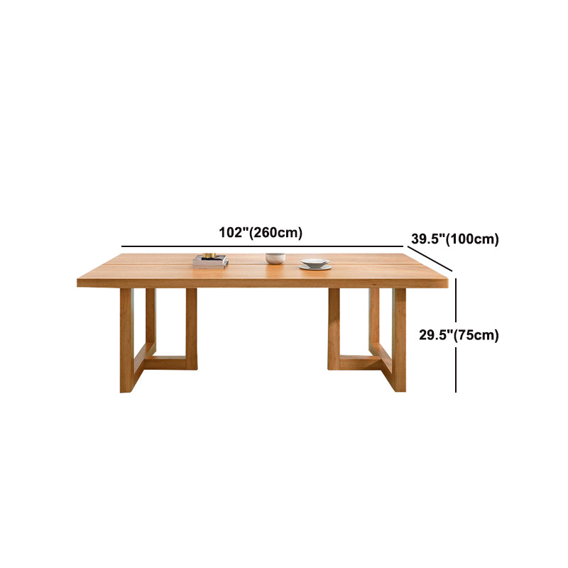 Pine Wood Dining Table Contemporary Table with Double Pedestal Base