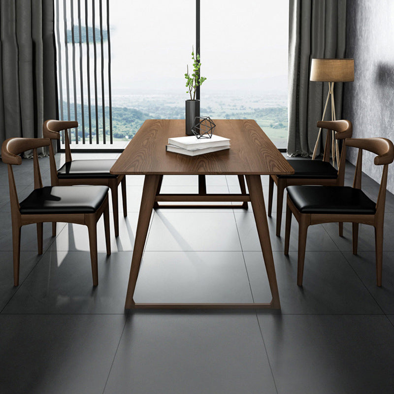 Pine Wood Dining Table Industrial Rectangle Table with Sled Base