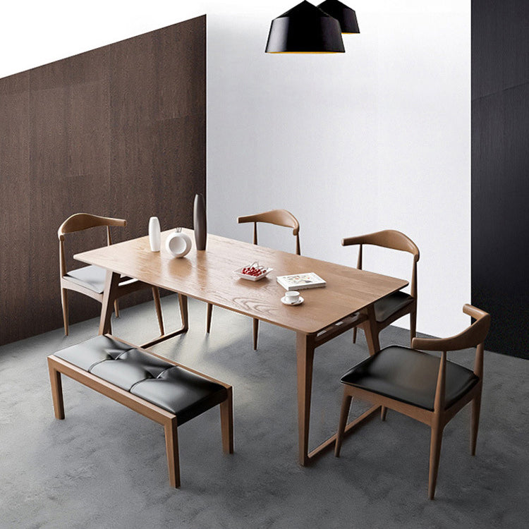 Pine Wood Dining Table Industrial Rectangle Table with Sled Base