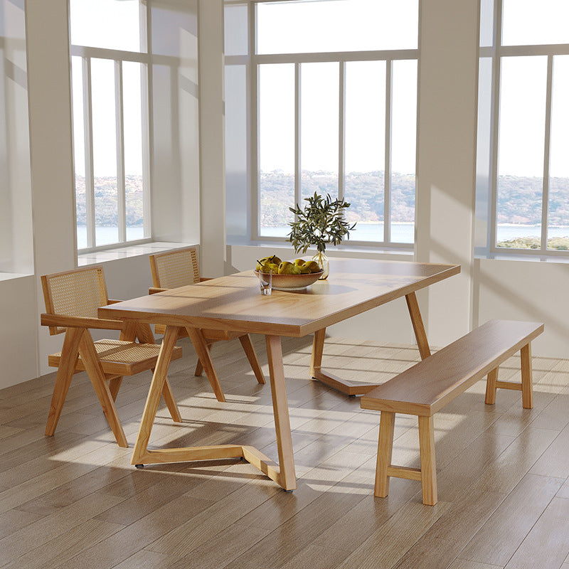 Pine Wood Dining Table Modern Rectangle Dining Table with Sled Base