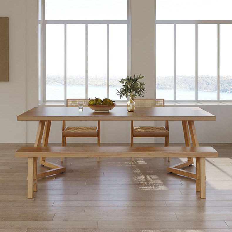 Pine Wood Dining Table Modern Rectangle Dining Table with Sled Base