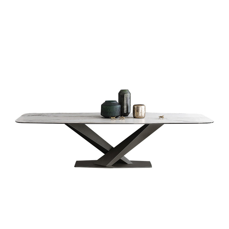 Stone Dining Table Traditional Luxury Dining Table with Pedestal Base