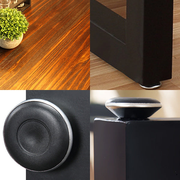 Wood Top Dining Table Industrial Rectangle Table with Sled Base