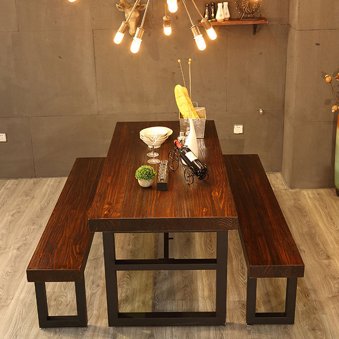 Wood Top Dining Table Industrial Rectangle Table with Sled Base