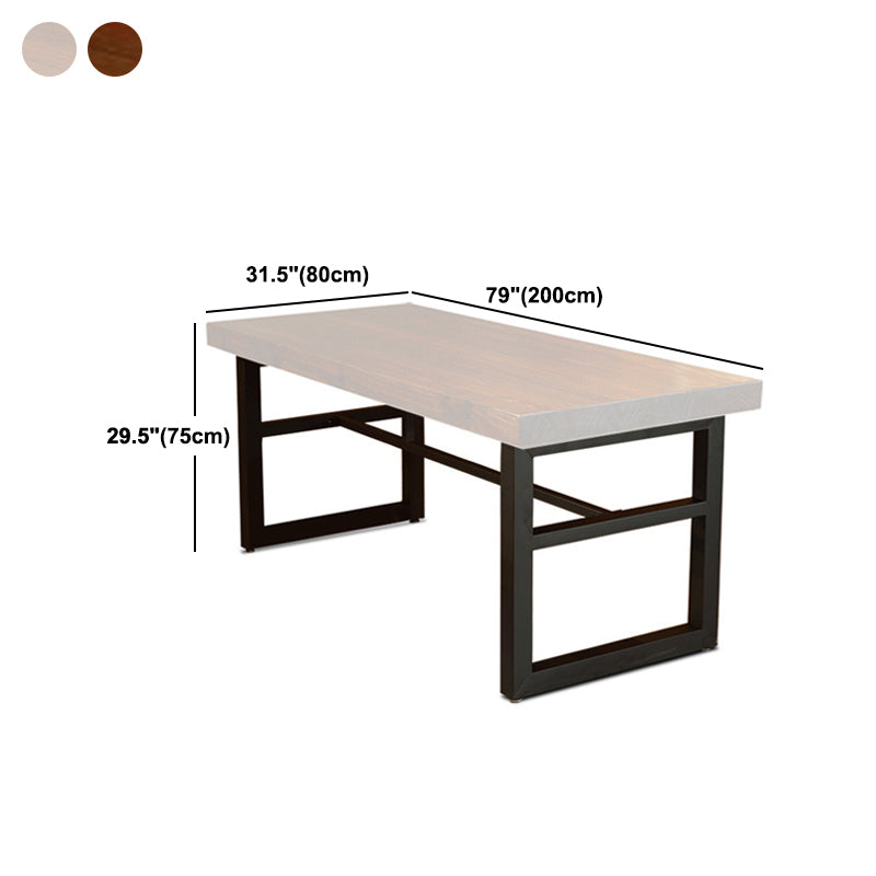 Wood Top Dining Table Industrial Rectangle Table with Sled Base