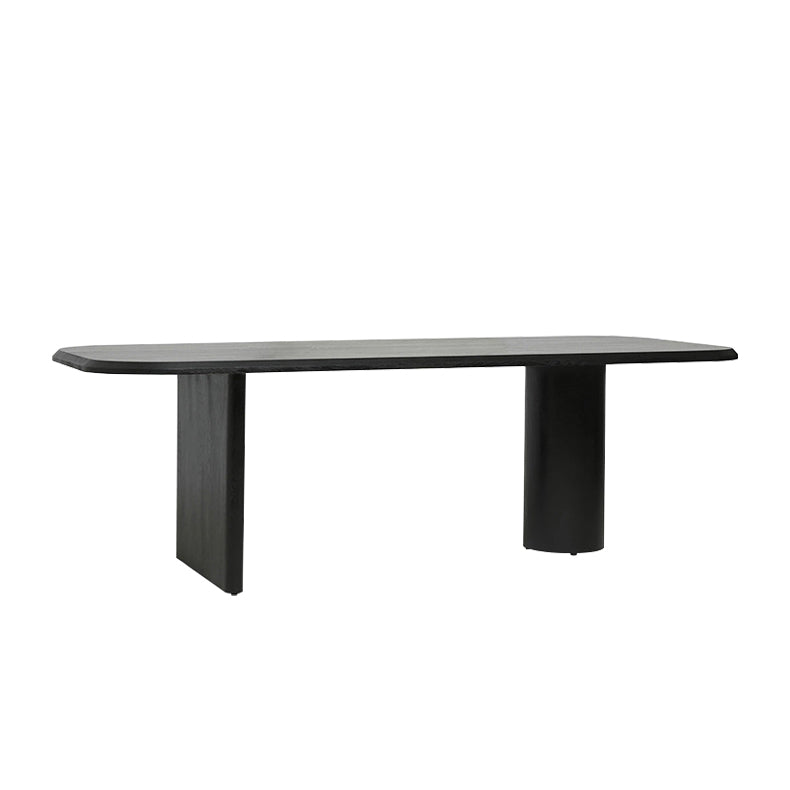 Wood Top Dining Table Modern Oval Dining Table with Double Pedestal Base