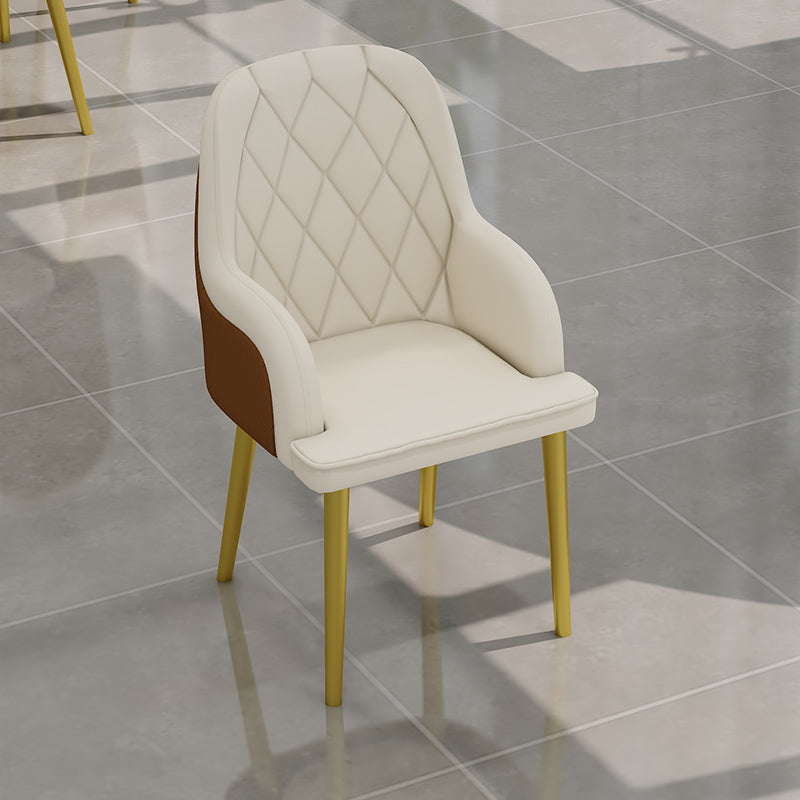 Scandinavian Design Leather Dining Chairs Solid Back Arm Side Chair for Kitchen