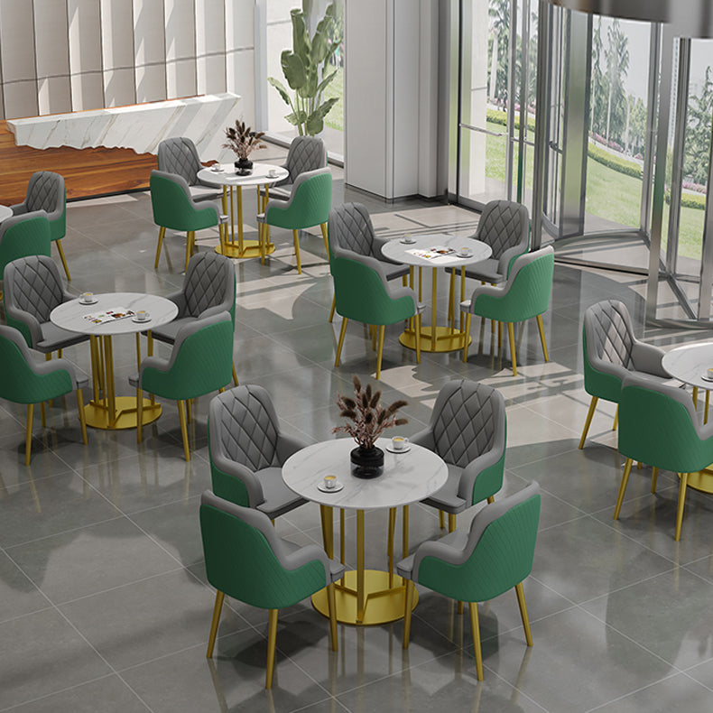 Scandinavian Design Leather Dining Chairs Solid Back Arm Side Chair for Kitchen