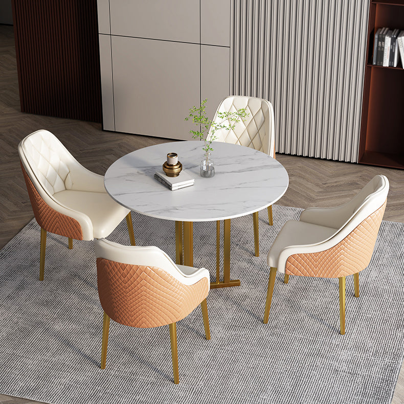 Scandinavian Design Leather Dining Chairs Solid Back Arm Side Chair for Kitchen