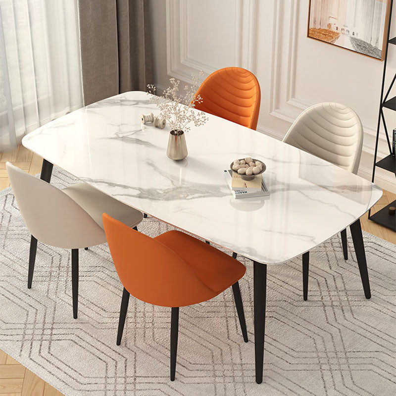 Contemporary Dining and Accent Chairs Matte Finish Leather Curved Parsons Chair