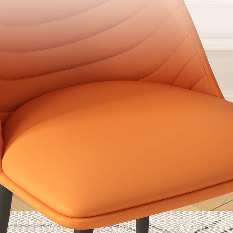 Contemporary Dining and Accent Chairs Matte Finish Leather Curved Parsons Chair