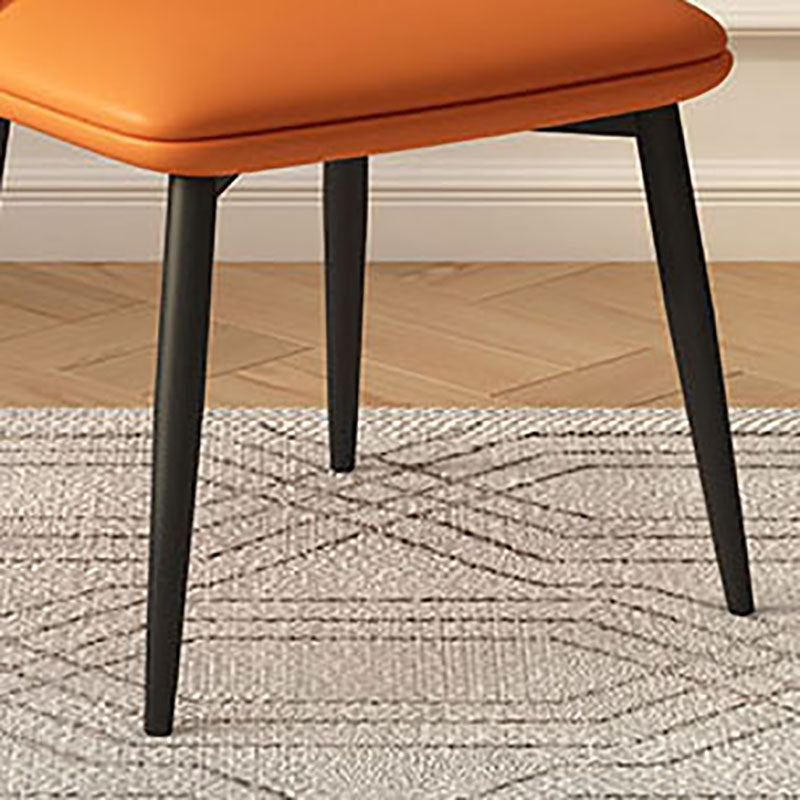 Contemporary Dining and Accent Chairs Matte Finish Leather Curved Parsons Chair